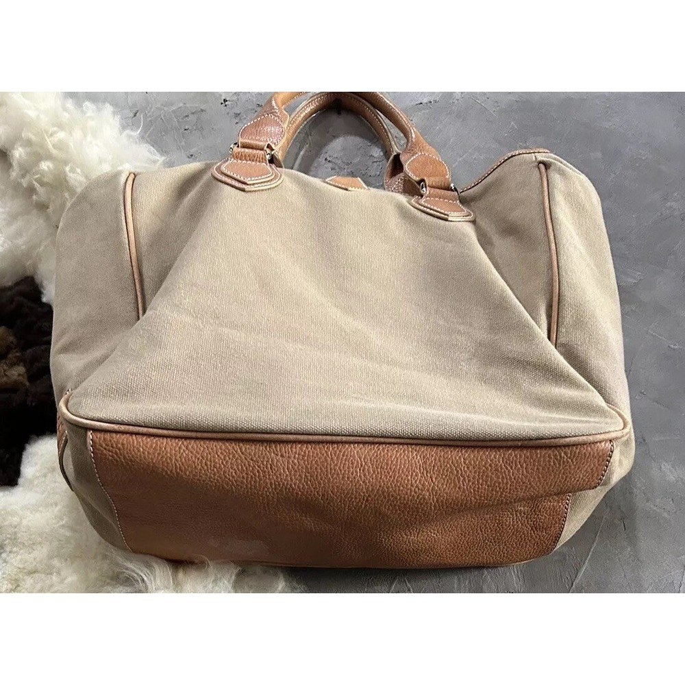 Hunter Canvas Tote Bag with Leather Straps Large Shoulder/crossbody Tan - Picture 7 of 9